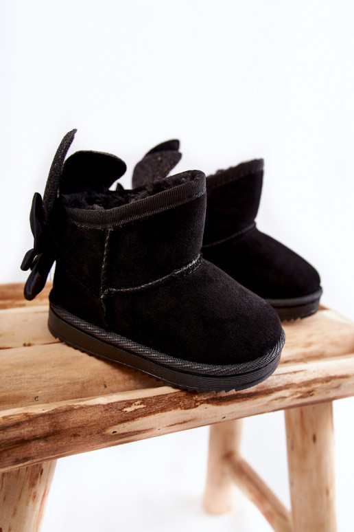 Vaikiški pašiltinti sniego batai su kaspinėliais juodos spalvos Meriva Vaikiški pašiltinti sniego batai su kaspinėliais juodos spalvos Meriva