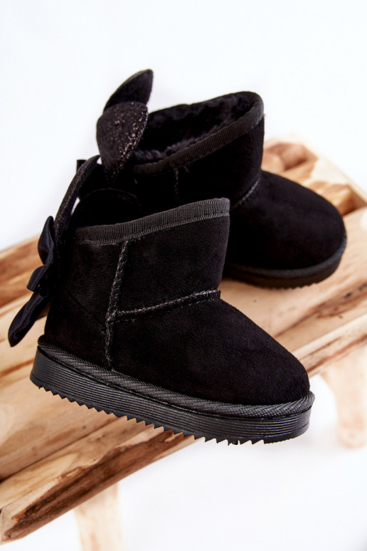 Vaikiški pašiltinti sniego batai su kaspinėliais juodos spalvos Meriva Vaikiški pašiltinti sniego batai su kaspinėliais juodos spalvos Meriva