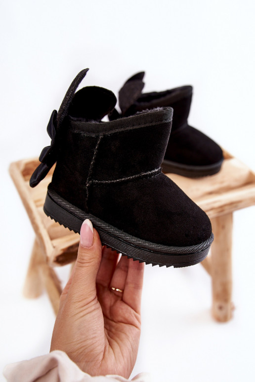 Vaikiški pašiltinti sniego batai su kaspinėliais juodos spalvos Meriva Vaikiški pašiltinti sniego batai su kaspinėliais juodos spalvos Meriva