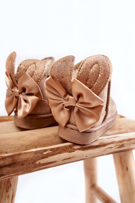 Vaikiški pašiltinti sniego batai su kaspinėliais smėlio spalvos Meriva Vaikiški pašiltinti sniego batai su kaspinėliais smėlio spalvos Meriva