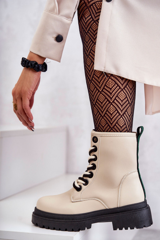 Moteriški aulinukai  auliniai batai dramblio kaulo spalvos Denila Moteriški aulinukai  auliniai batai dramblio kaulo spalvos Denila