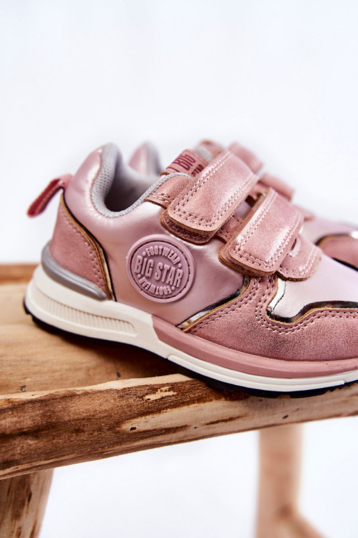 Vaikiški sportiniai bateliai su limpančiais užsegimais Memory Foam System Big Star KK374180 rožinės spalvos Vaikiški sportiniai bateliai su limpančiais užsegimais Memory Foam System Big Star KK374180 rožinės spalvos