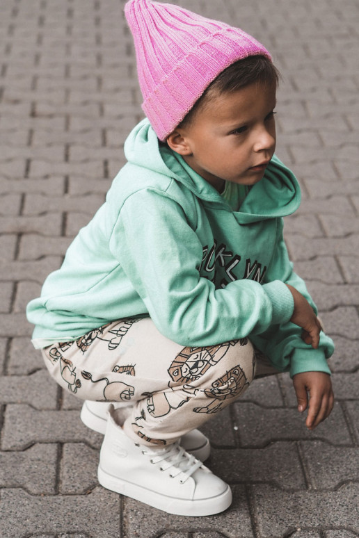 Vaikiški batai su auliuku su užtrauktukais Big Star KK374227 baltos spalvos Vaikiški batai su auliuku su užtrauktukais Big Star KK374227 baltos spalvos