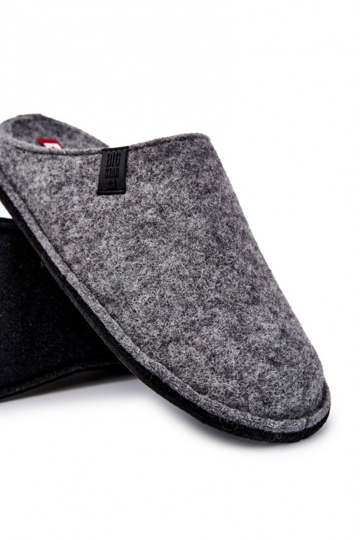 Klasikinės vyriškos šlepetės Big Star KK176001 pilkos spalvos Klasikinės vyriškos šlepetės Big Star KK176001 pilkos spalvos