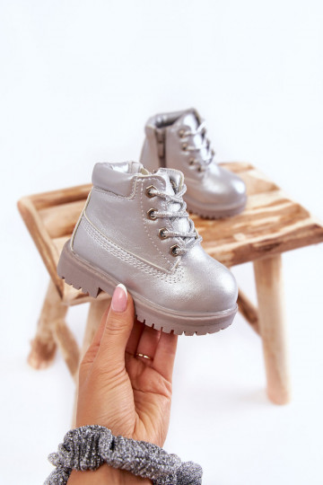 Vaikiški suvarstomi aulinukai su užtrauktukais sidabro spalvos Dexter