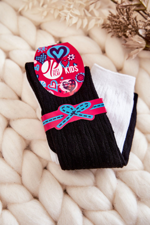 Jaunatviškos ilgos kojinės iki kelių 2 vnt. Juodos ir-baltos spalvos Jaunatviškos ilgos kojinės iki kelių 2 vnt. Juodos ir-baltos spalvos