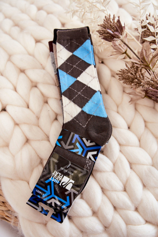 Ilgos kojinės su langelių raštais 5 vnt. įvairių spalvų Ilgos kojinės su langelių raštais 5 vnt. įvairių spalvų