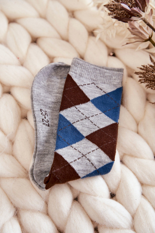 Ilgos kojinės su langelių raštais 5 vnt. įvairių spalvų Ilgos kojinės su langelių raštais 5 vnt. įvairių spalvų