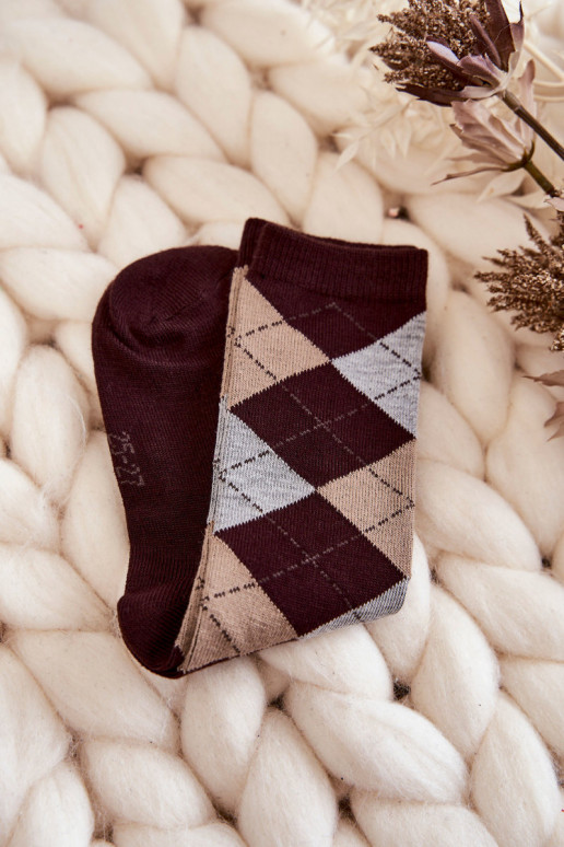 Ilgos kojinės su langelių raštais 5 vnt. įvairių spalvų Ilgos kojinės su langelių raštais 5 vnt. įvairių spalvų