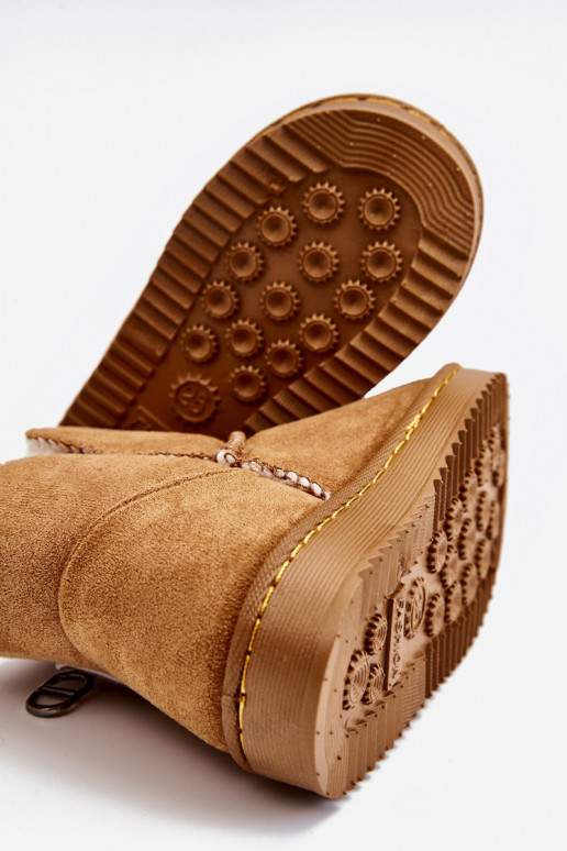 Vaikiški Įsispiriamo modelio pašiltinti Aulinukai sniego batai rudos spalvos Catellie Vaikiški Įsispiriamo modelio pašiltinti Aulinukai sniego batai rudos spalvos Catellie