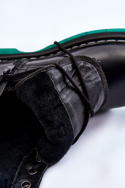 Moteriški kerziniai batai su raišteliais su žalia platforma juodos spalvos Trinah Moteriški kerziniai batai su raišteliais su žalia platforma juodos spalvos Trinah