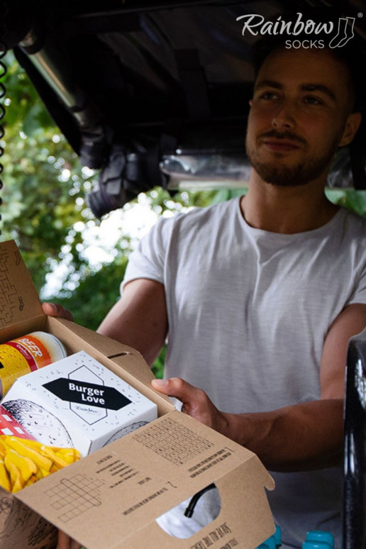 Spalvotos kojinės dėžutėje Meal Socks Box Burger  5 Par