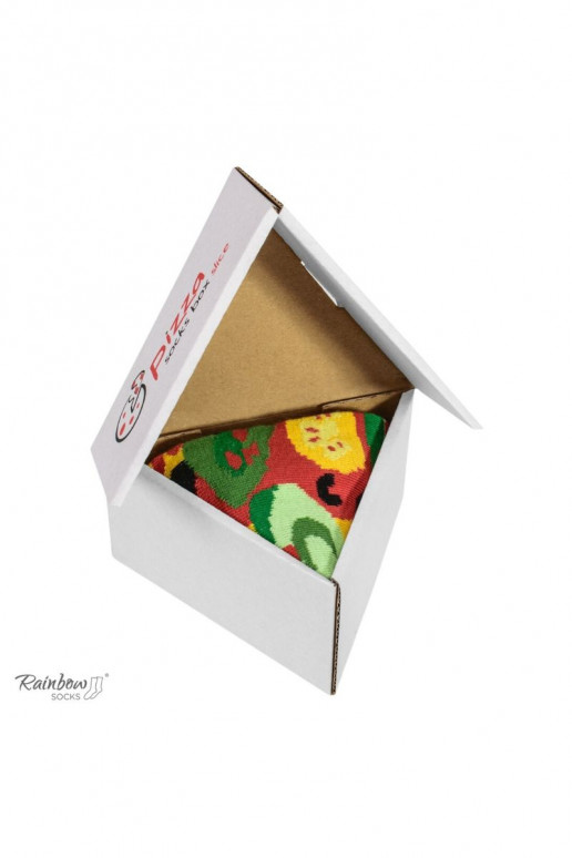 Spalvotos kojinės dėžutėje 1pora Pizza Spalvotos kojinės dėžutėje 1pora Pizza