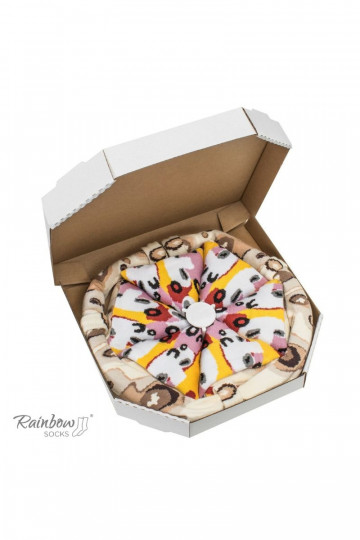 Spalvotos kojinės dėžutėje Pizza 4 poros