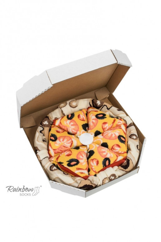 Spalvotos kojinės dėžutėje Pizza 4 poros