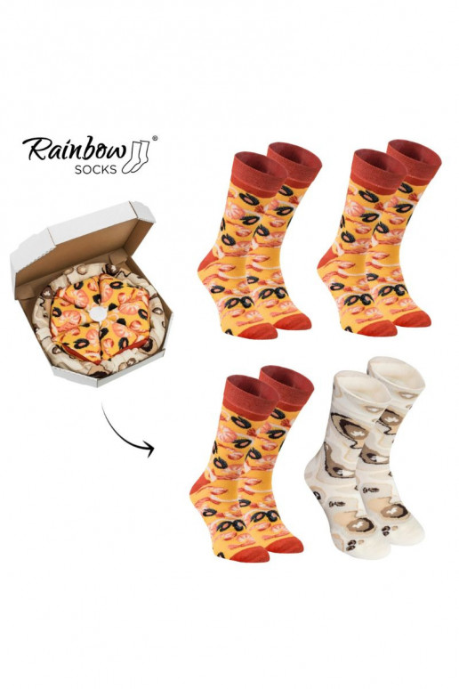 Spalvotos kojinės dėžutėje Pizza 4 poros