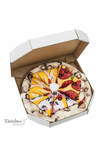 Spalvotos kojinės dėžutėje Pizza 4 poros