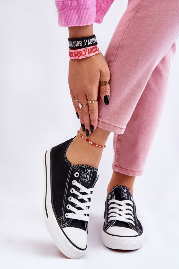 Klasikinio modelio laisvalaikio batai juodos spalvos su baltais padais Ecoma 2