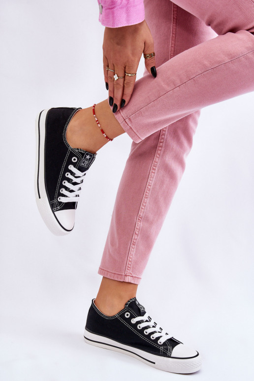 Klasikinio modelio laisvalaikio batai juodos spalvos su baltais padais Ecoma