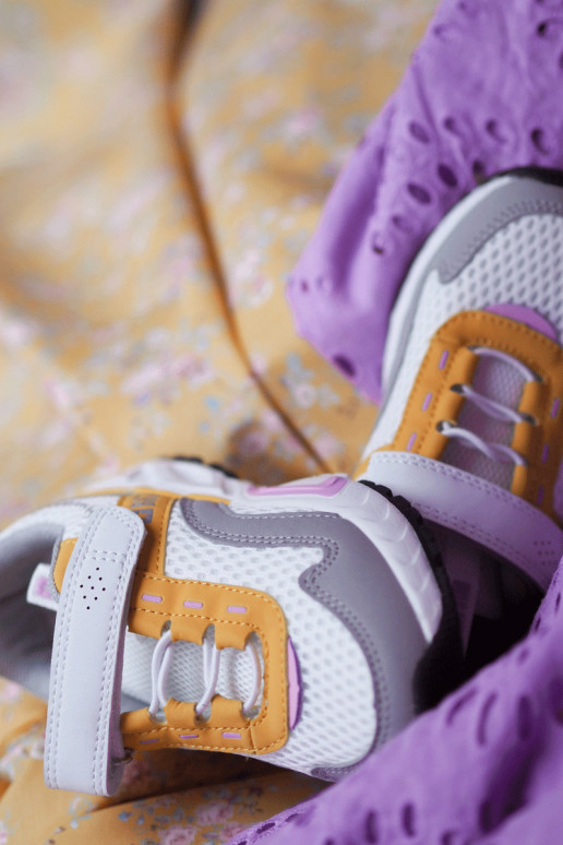 Vaikiški sportbačiai su lipniais užsegimais Big Star JJ374257 Baltos-geltonos spalvos