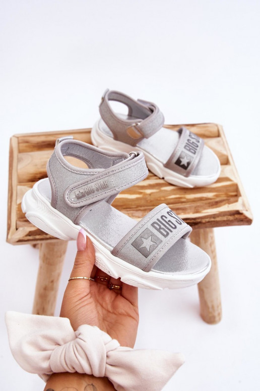 Vaikiškos basutės su lipniais užsegimais Big Star LL374194 sidabro spalvos