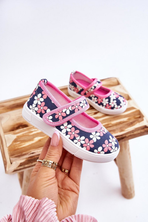 Vaikiškos balerinos su gėlių raštais mėlynos-rožinės spalvos Noah Vaikiškos balerinos su gėlių raštais mėlynos-rožinės spalvos Noah