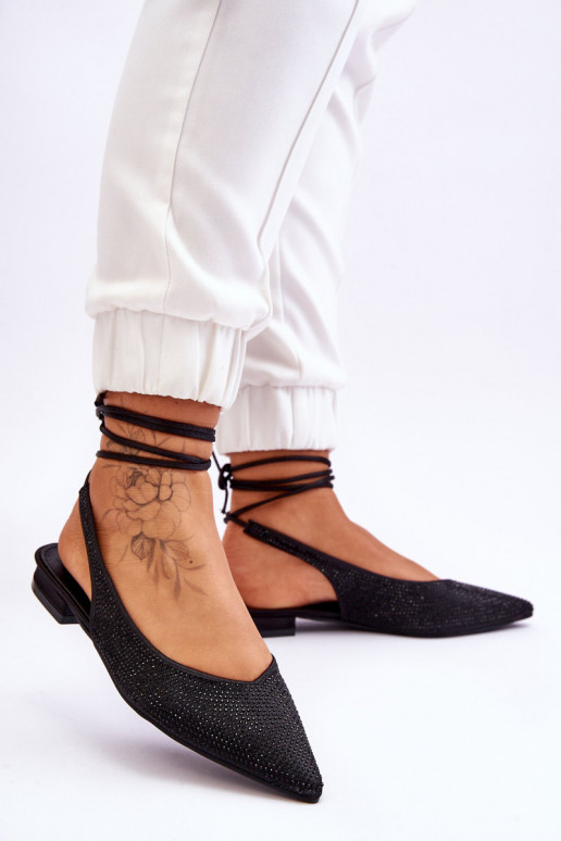 balerinos su kaspinėliais su kniedėmis juodos spalvos Mavis balerinos su kaspinėliais su kniedėmis juodos spalvos Mavis