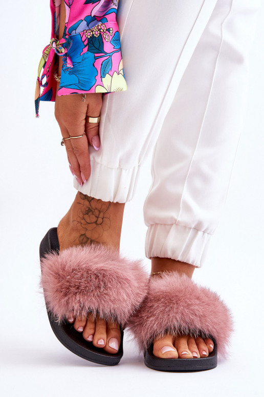 Stilingos guminės šlepetės su kailiuku rožinės spalvos Lucrece Stilingos guminės šlepetės su kailiuku rožinės spalvos Lucrece