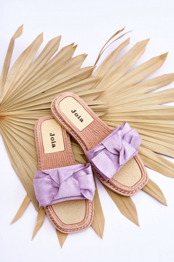 iš zomšos   Šlepetės su kaspinais Violetinės spalvos Ambra 2