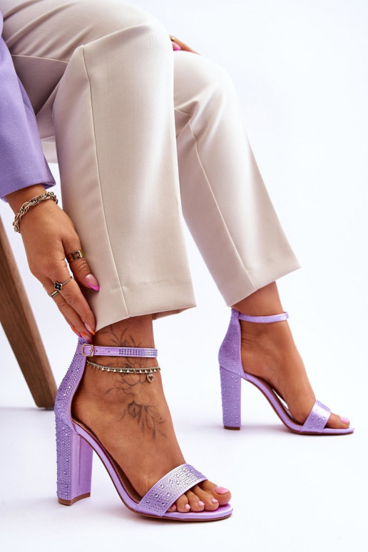 Elegantiškos aukštakulnės basutės su tviskančiomis akutėmis Violetinės spalvos Idealistic Elegantiškos aukštakulnės basutės su tviskančiomis akutėmis Violetinės spalvos Idealistic