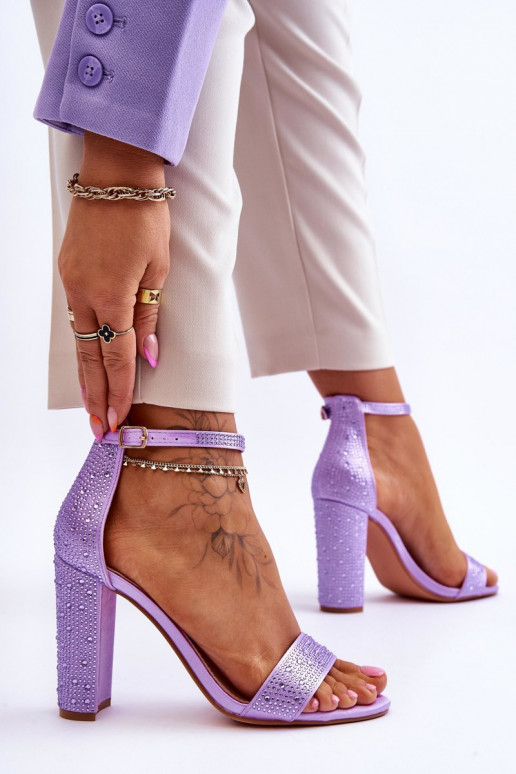 Elegantiškos aukštakulnės basutės su tviskančiomis akutėmis Violetinės spalvos Idealistic Elegantiškos aukštakulnės basutės su tviskančiomis akutėmis Violetinės spalvos Idealistic