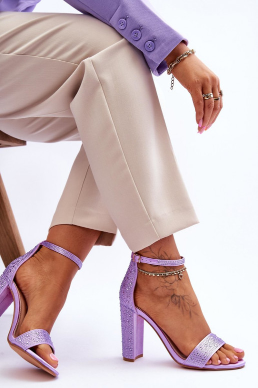 Elegantiškos aukštakulnės basutės su tviskančiomis akutėmis Violetinės spalvos Idealistic Elegantiškos aukštakulnės basutės su tviskančiomis akutėmis Violetinės spalvos Idealistic
