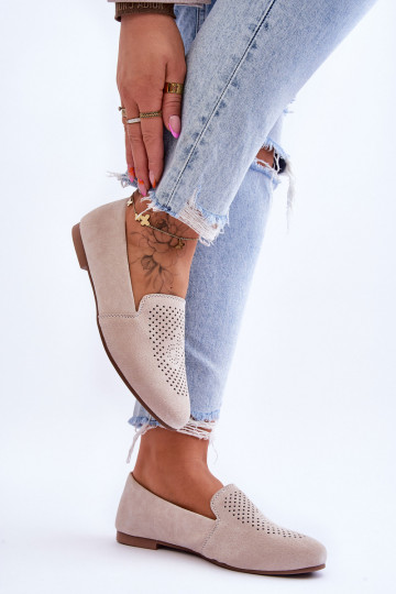 iš zomšos  Mokasinai smėlio spalvos Giovana 2