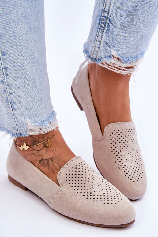 iš zomšos  Mokasinai smėlio spalvos Giovana