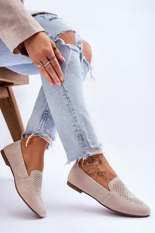 iš zomšos  Mokasinai smėlio spalvos Giovana