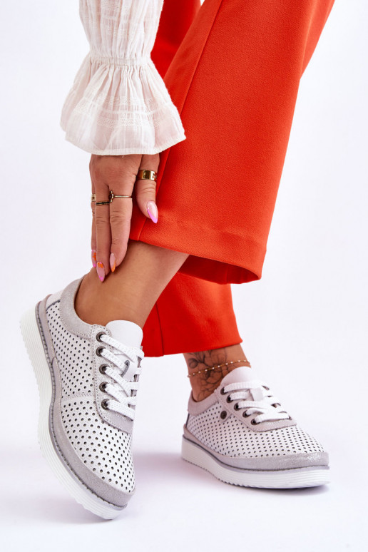 Ažūriniai batai Sportinio stiliaus Baltos-sidabro spalvos Cantare Ažūriniai batai Sportinio stiliaus Baltos-sidabro spalvos Cantare