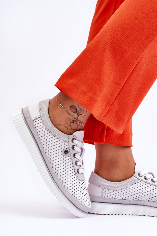 Ažūriniai batai Sportinio stiliaus Baltos-sidabro spalvos Cantare Ažūriniai batai Sportinio stiliaus Baltos-sidabro spalvos Cantare