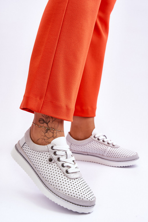 Ažūriniai batai Sportinio stiliaus Baltos-sidabro spalvos Cantare Ažūriniai batai Sportinio stiliaus Baltos-sidabro spalvos Cantare