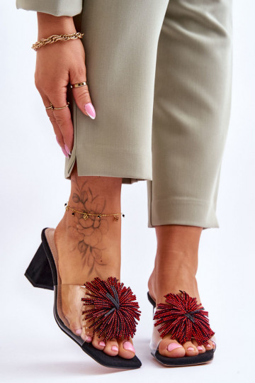 Perregimos šlepetės su kulniukais S.Barski KV-AP658-1 juodos spalvos