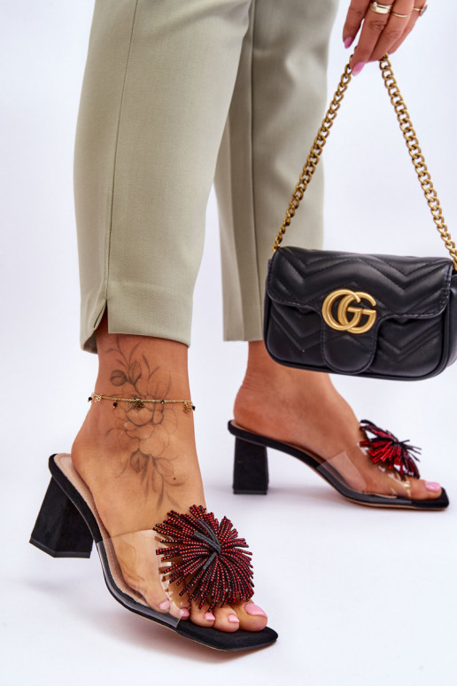 Perregimos šlepetės su kulniukais S.Barski KV-AP658-1 juodos spalvos Perregimos šlepetės su kulniukais S.Barski KV-AP658-1 juodos spalvos