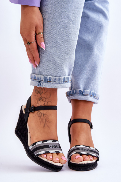 Patogios platforminės basutės Big Star LL274877 juodos spalvos Patogios platforminės basutės Big Star LL274877 juodos spalvos