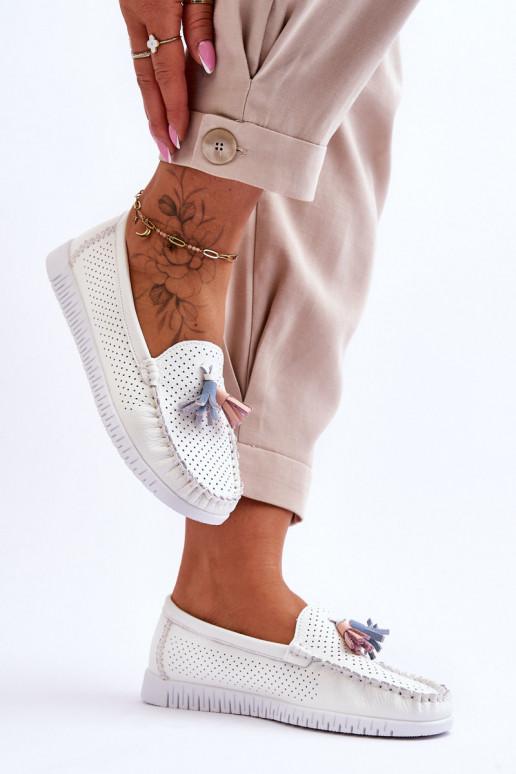 su aužūro elementais Mokasinai baltos spalvos Lanzarot su aužūro elementais Mokasinai baltos spalvos Lanzarot