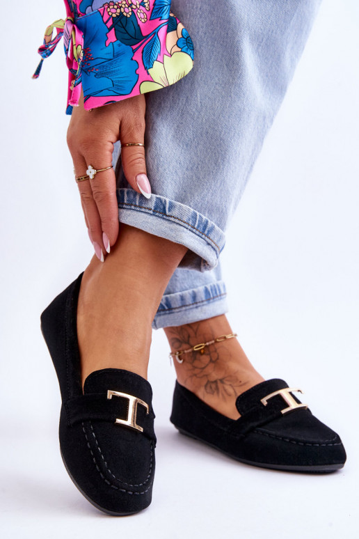 Klasikiniai įspiriami mokasinai juodos spalvos Carly