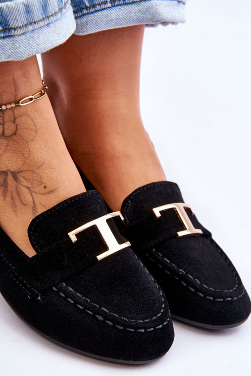 Klasikiniai įspiriami mokasinai juodos spalvos Carly