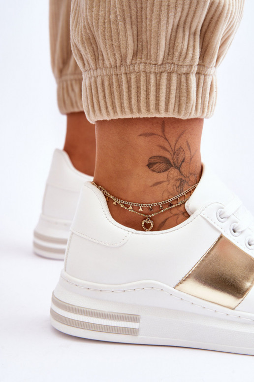 Klasikinio modelio sportiniai bateliai Baltos-aukso spalvos Follow Me Klasikinio modelio sportiniai bateliai Baltos-aukso spalvos Follow Me