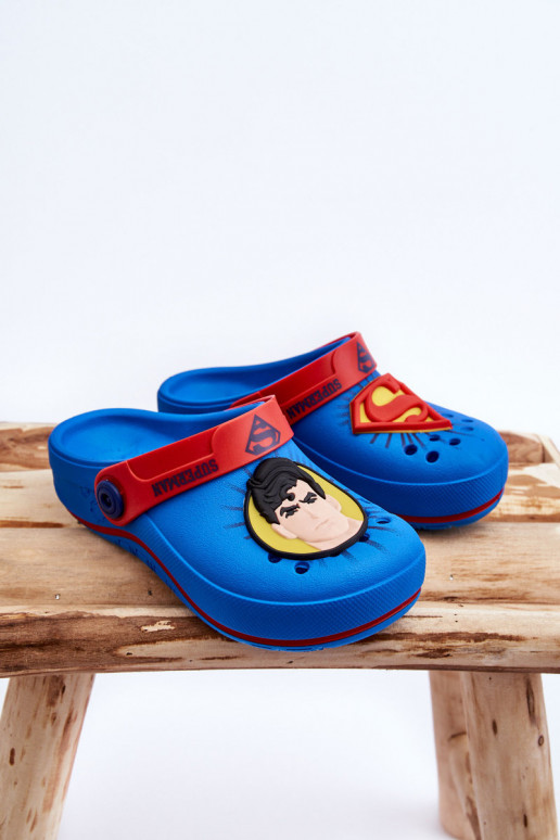 Vaikiškos  crocs stiliaus šlepetės Superman Grendene Kids JJ385004 mėlynos spalvos Vaikiškos  crocs stiliaus šlepetės Superman Grendene Kids JJ385004 mėlynos spalvos