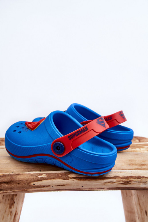 Vaikiškos  crocs stiliaus šlepetės Superman Grendene Kids JJ385004 mėlynos spalvos Vaikiškos  crocs stiliaus šlepetės Superman Grendene Kids JJ385004 mėlynos spalvos