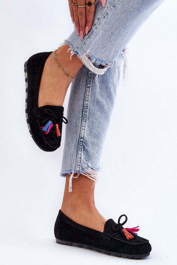 Zomšiniai mokasinai su kutais juodos spalvos Dorine 2