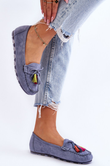 Zomšiniai mokasinai su kutais mėlynos spalvos Dorine 2