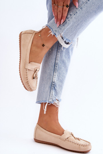 Klasikiniai zomšiniai mokasinai smėlio spalvos Good Time 2